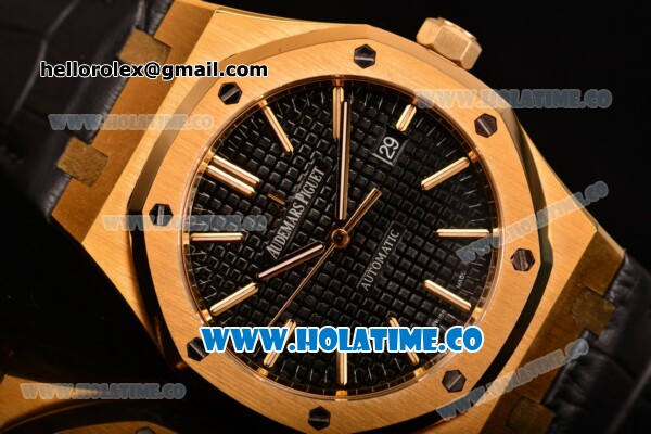 Audemars Piguet Royal Oak 39MM Miyota 9015 Automatic Yellow Gold Case with Black Dial and Stick Markers (BP) - Click Image to Close